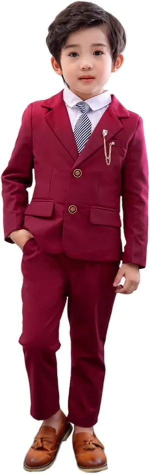 LOLANTA Boys Suit 2PCs Tuxedo Jacket Formal Wedding Ring Bearer Outfit, Birthday Proms Dinner Blazers