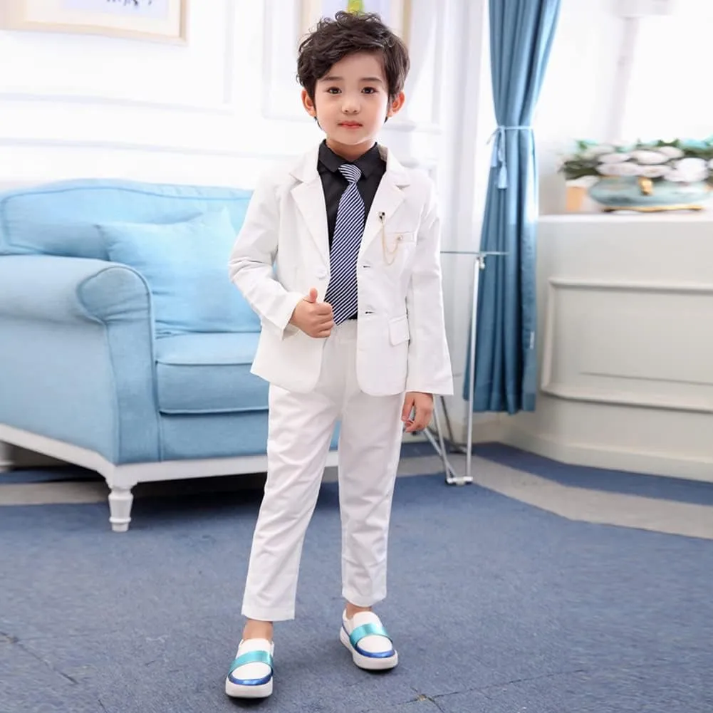 LOLANTA Boys Suit 2PCs Tuxedo Jacket Formal Wedding Ring Bearer Outfit, Birthday Proms Dinner Blazers