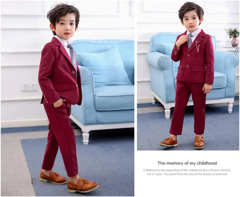 LOLANTA Boys Suit 2PCs Tuxedo Jacket Formal Wedding Ring Bearer Outfit, Birthday Proms Dinner Blazers