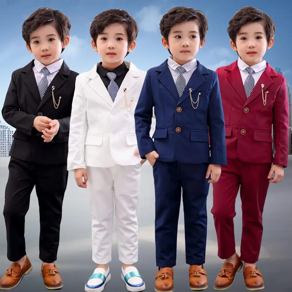 LOLANTA Boys Suit 2PCs Tuxedo Jacket Formal Wedding Ring Bearer Outfit, Birthday Proms Dinner Blazers