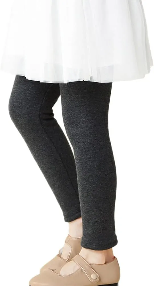 Looching Baby Toddler Girls Winter Fleece Lined Leggings Warm Full Length Pants Basic Cotton Thick Tights 1 Pack