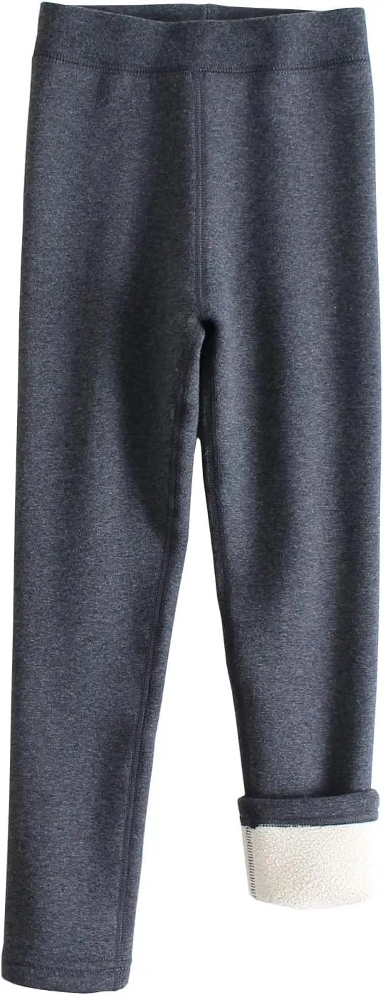 Looching Baby Toddler Girls Winter Fleece Lined Leggings Warm Full Length Pants Basic Cotton Thick Tights 1 Pack