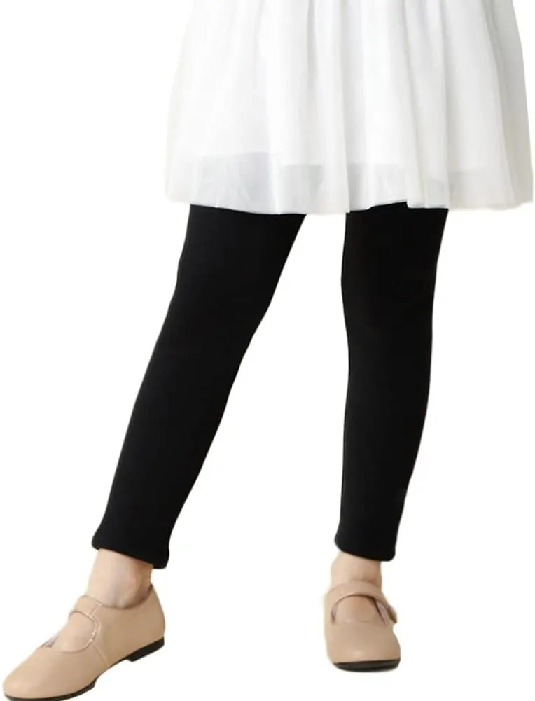 Looching Baby Toddler Girls Winter Fleece Lined Leggings Warm Full Length Pants Basic Cotton Thick Tights 1 Pack