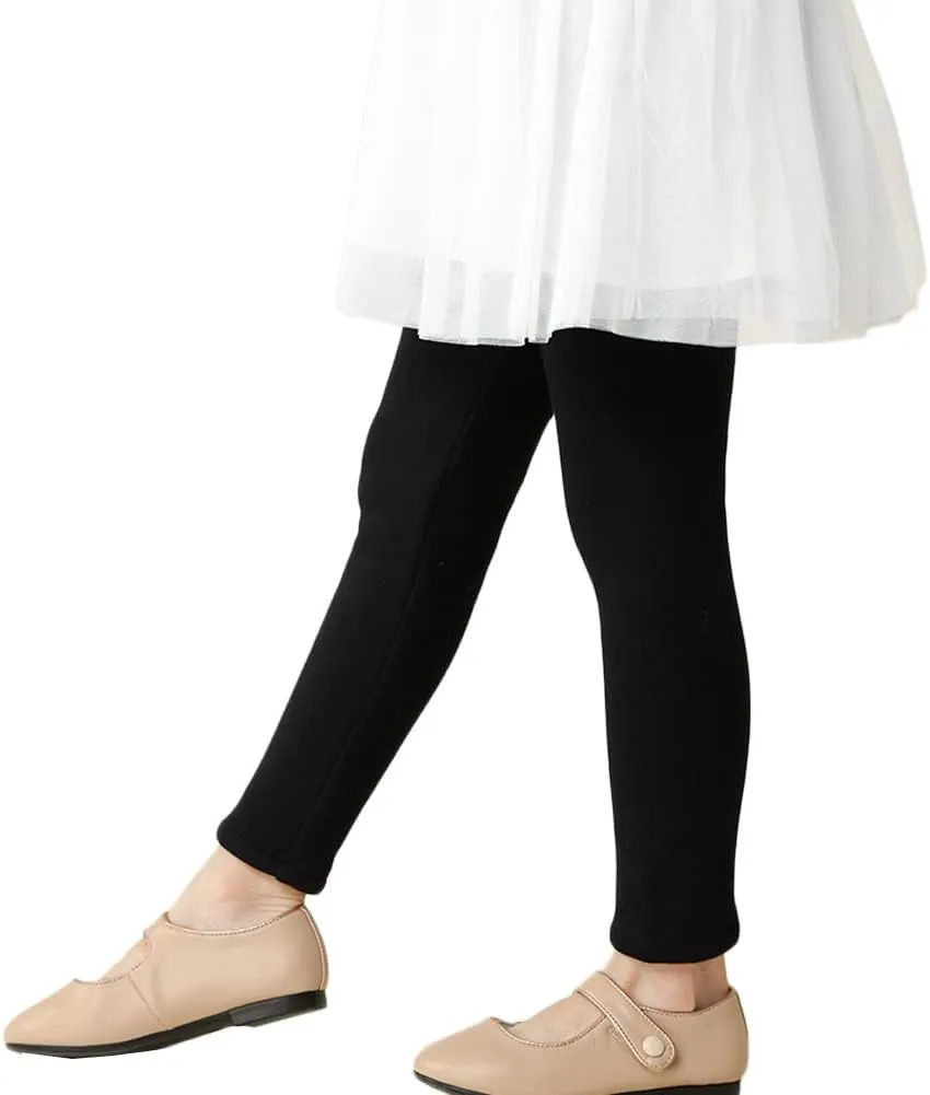 Looching Baby Toddler Girls Winter Fleece Lined Leggings Warm Full Length Pants Basic Cotton Thick Tights 1 Pack