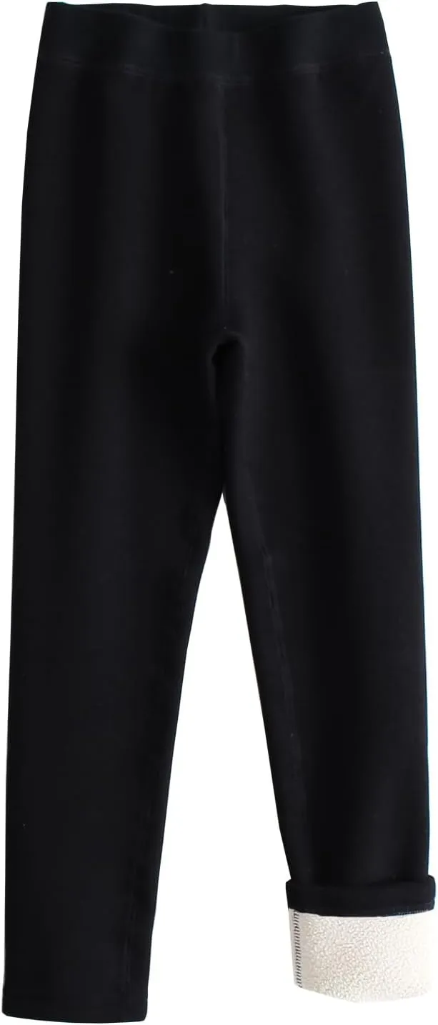 Looching Baby Toddler Girls Winter Fleece Lined Leggings Warm Full Length Pants Basic Cotton Thick Tights 1 Pack