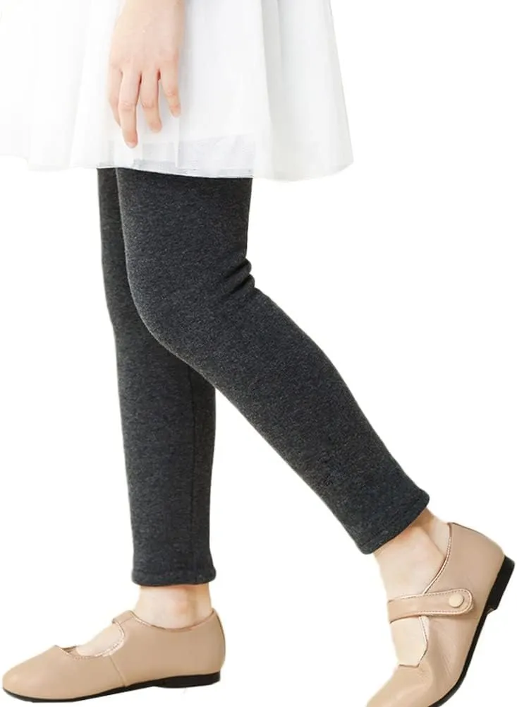 Looching Baby Toddler Girls Winter Fleece Lined Leggings Warm Full Length Pants Basic Cotton Thick Tights 1 Pack
