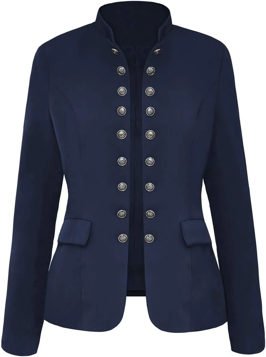 luvamia Women's Open Front Long Sleeves Work Blazer Casual Buttons Jacket Suit