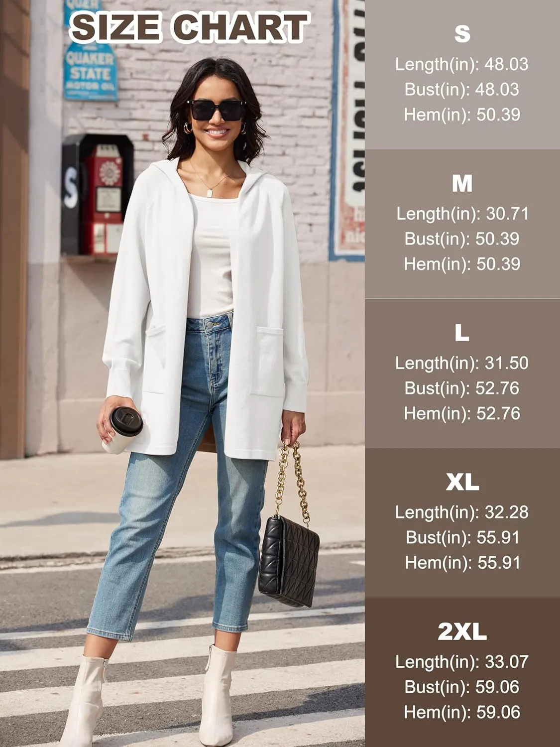 MAGCOMSEN Women's Cardigan Open Front Knit Hoodie Sweater Coatigan Jacket 2024 Casual Fall Trendy Coats with Pockets