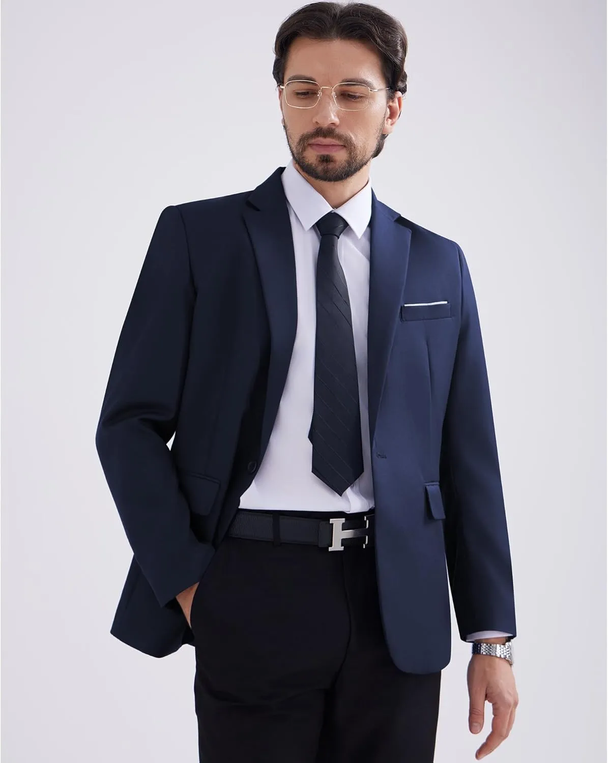 MAGE MALE Men's One Button Blazer Casual Solid Color Suit Jacket Slim Fit Lightweight Sport Coats Blazers
