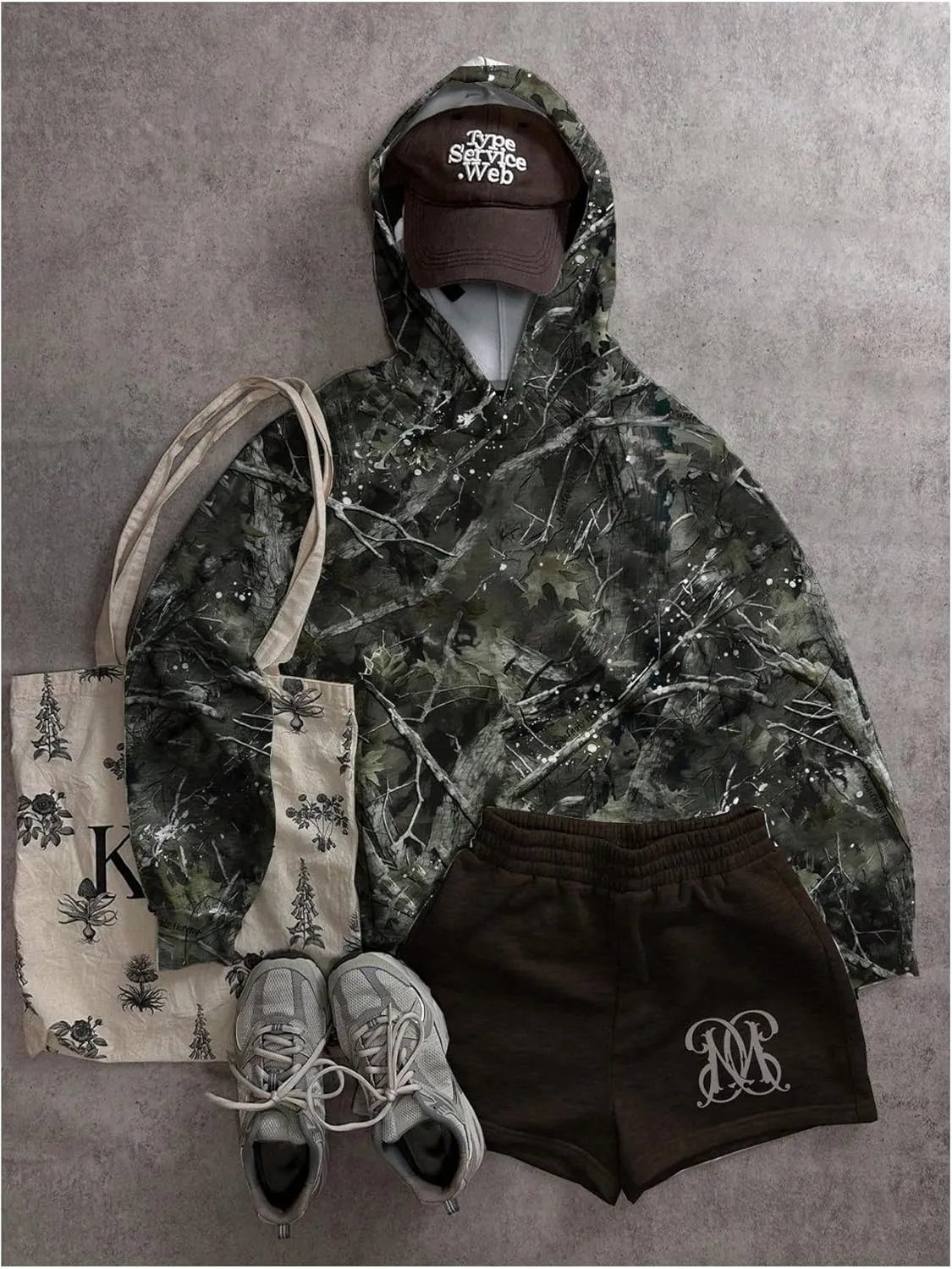 MakeMeChic Women's Camo Hoodie Y2K Graphic Long Sleeve Oversized Sweatshirts