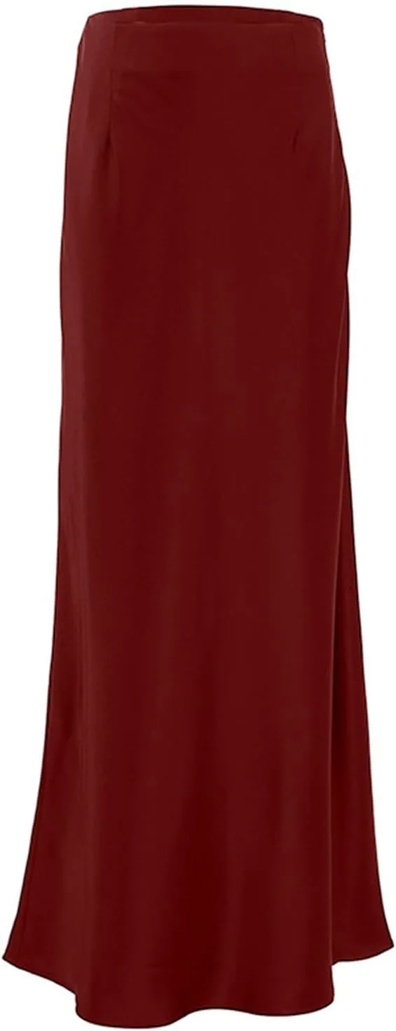 Maxi Skirts for Women Satin Bodycon Pencil Skirt Tummy Control High Waisted Long Skirts Trendy Casual Skirt for Party Club