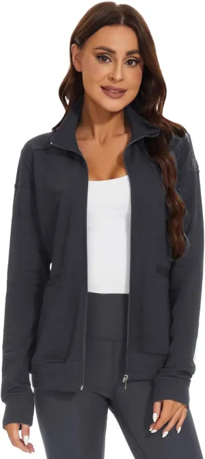 Meanzoo Women's Scrubs Jacket Zip Front Warm-up Jacket