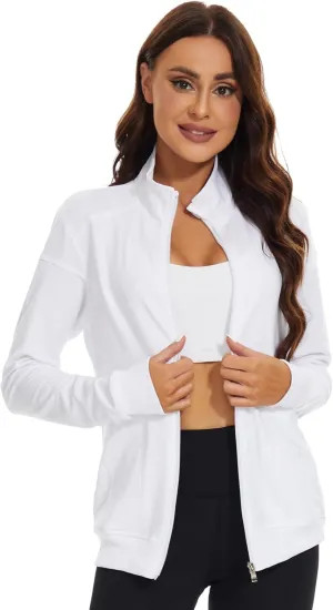 Meanzoo Women's Scrubs Jacket Zip Front Warm-up Jacket