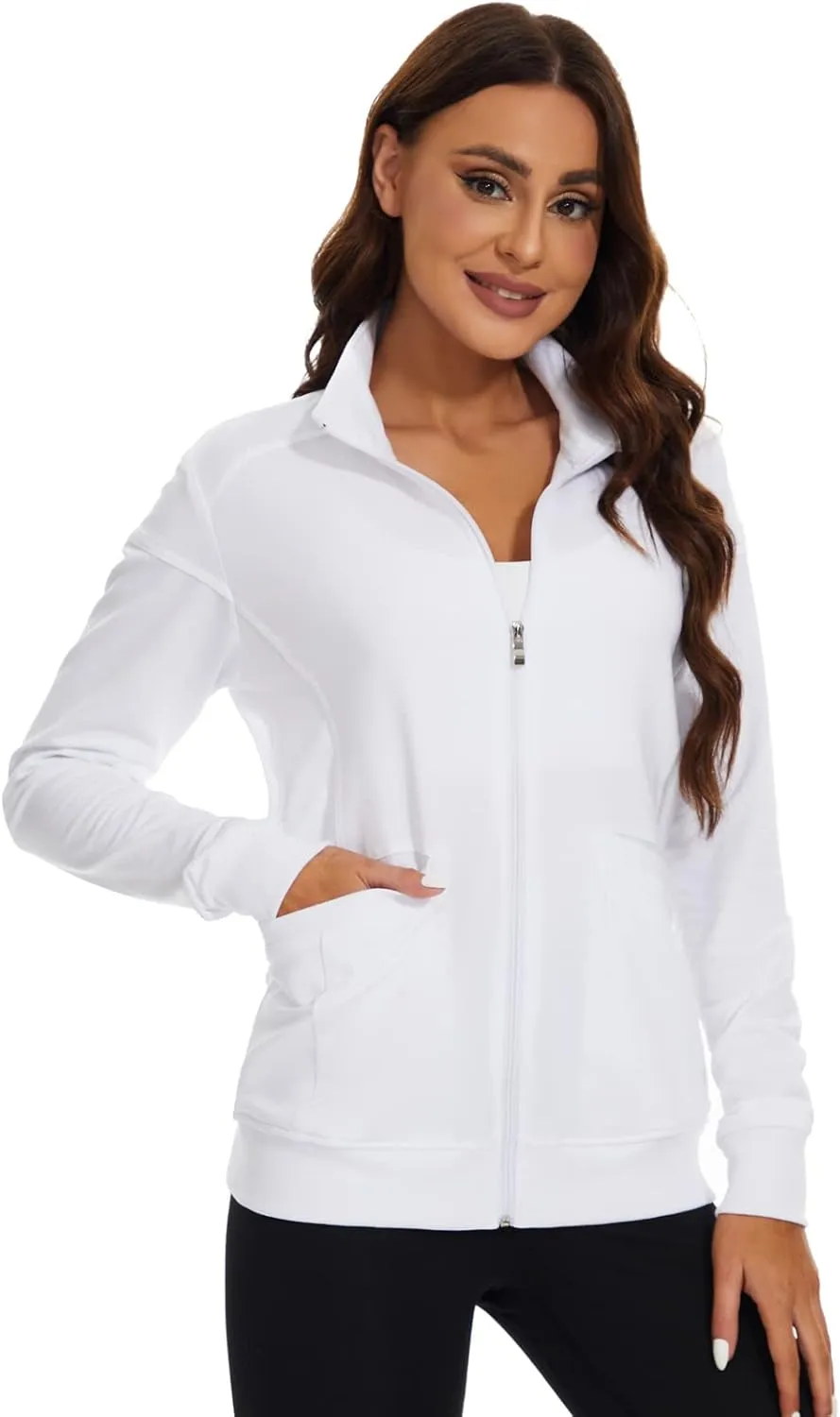 Meanzoo Women's Scrubs Jacket Zip Front Warm-up Jacket