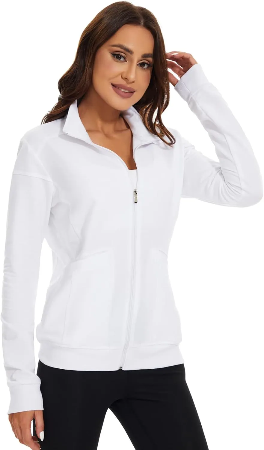 Meanzoo Women's Scrubs Jacket Zip Front Warm-up Jacket