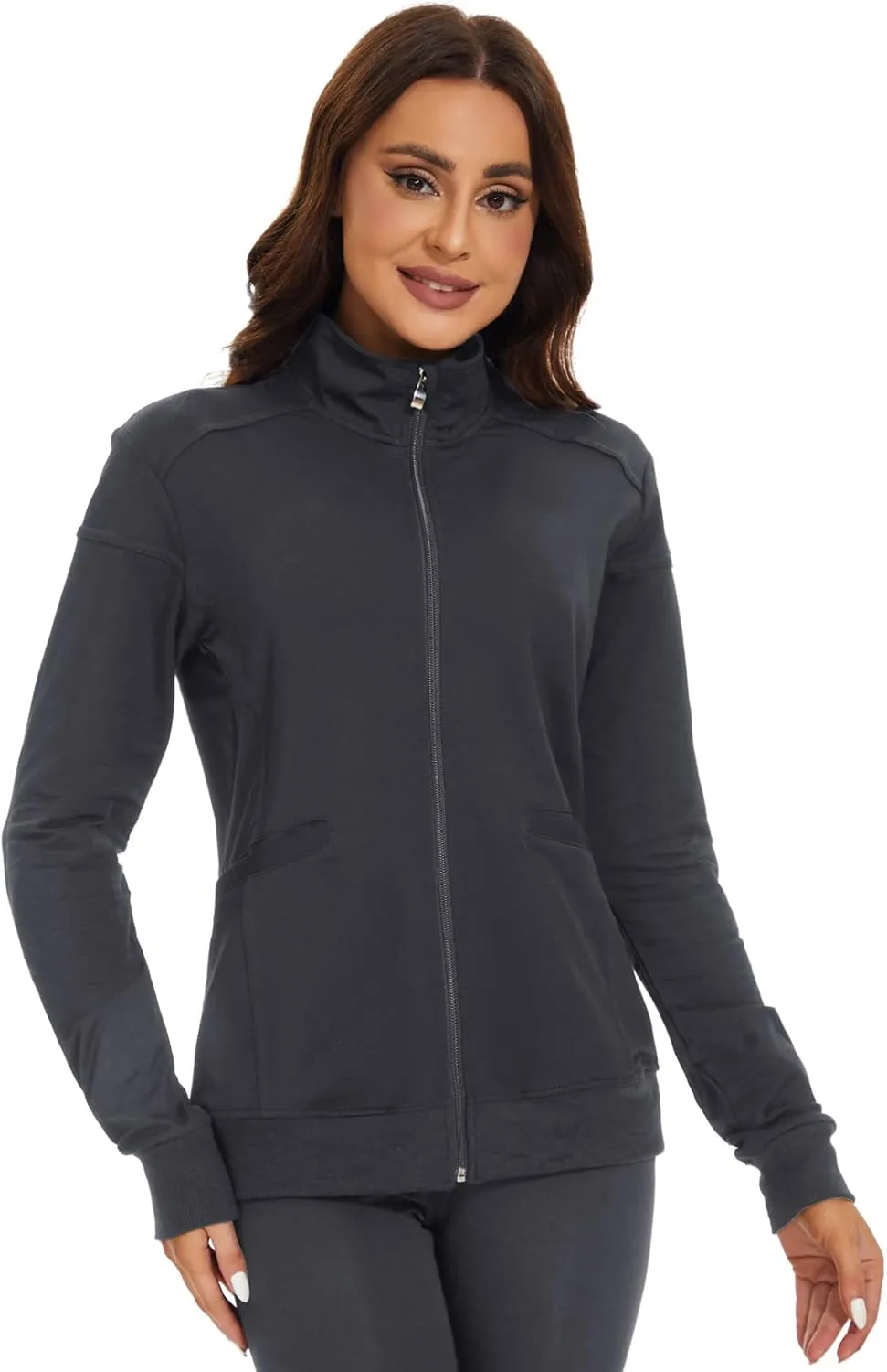 Meanzoo Women's Scrubs Jacket Zip Front Warm-up Jacket