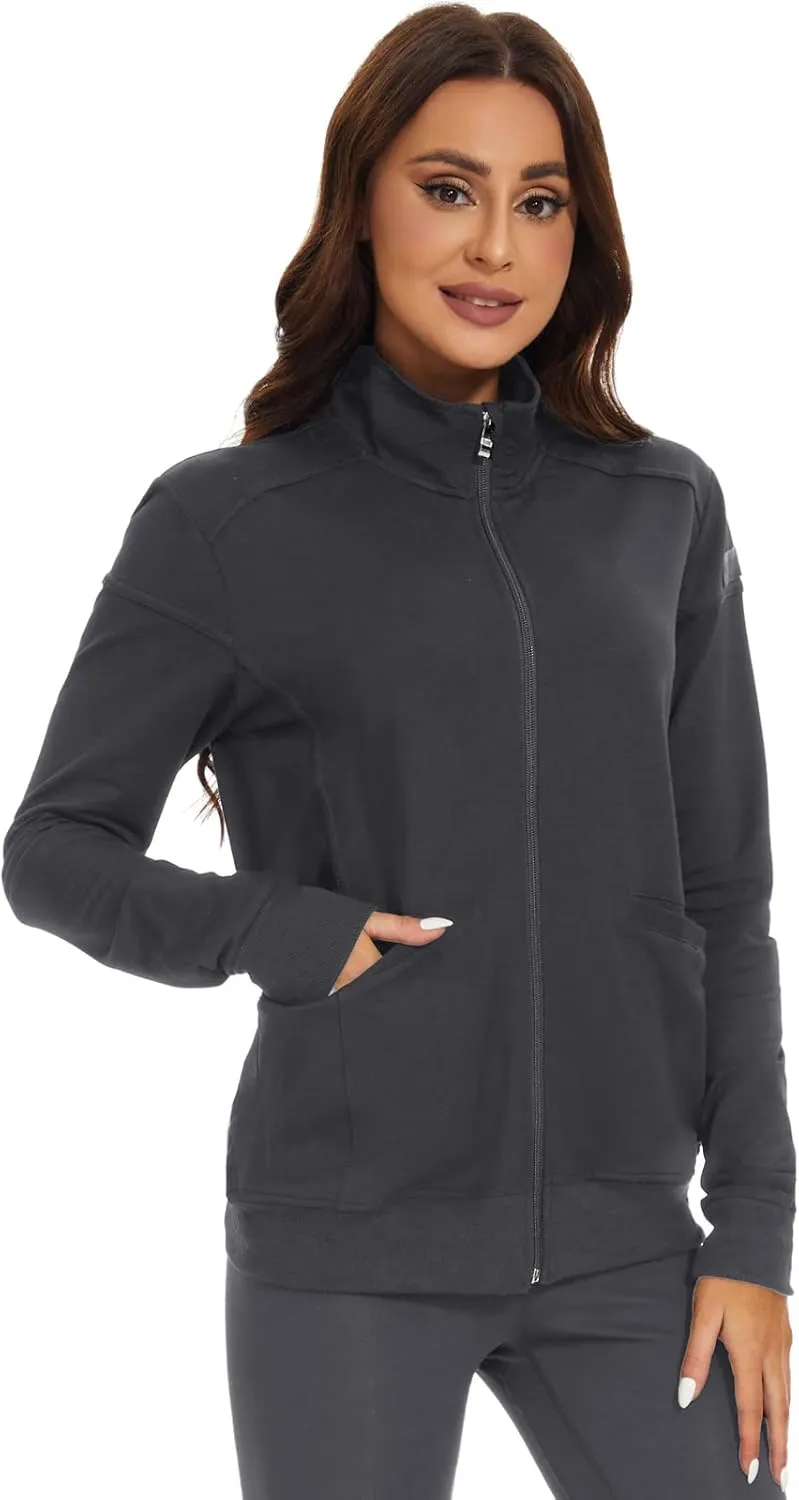 Meanzoo Women's Scrubs Jacket Zip Front Warm-up Jacket