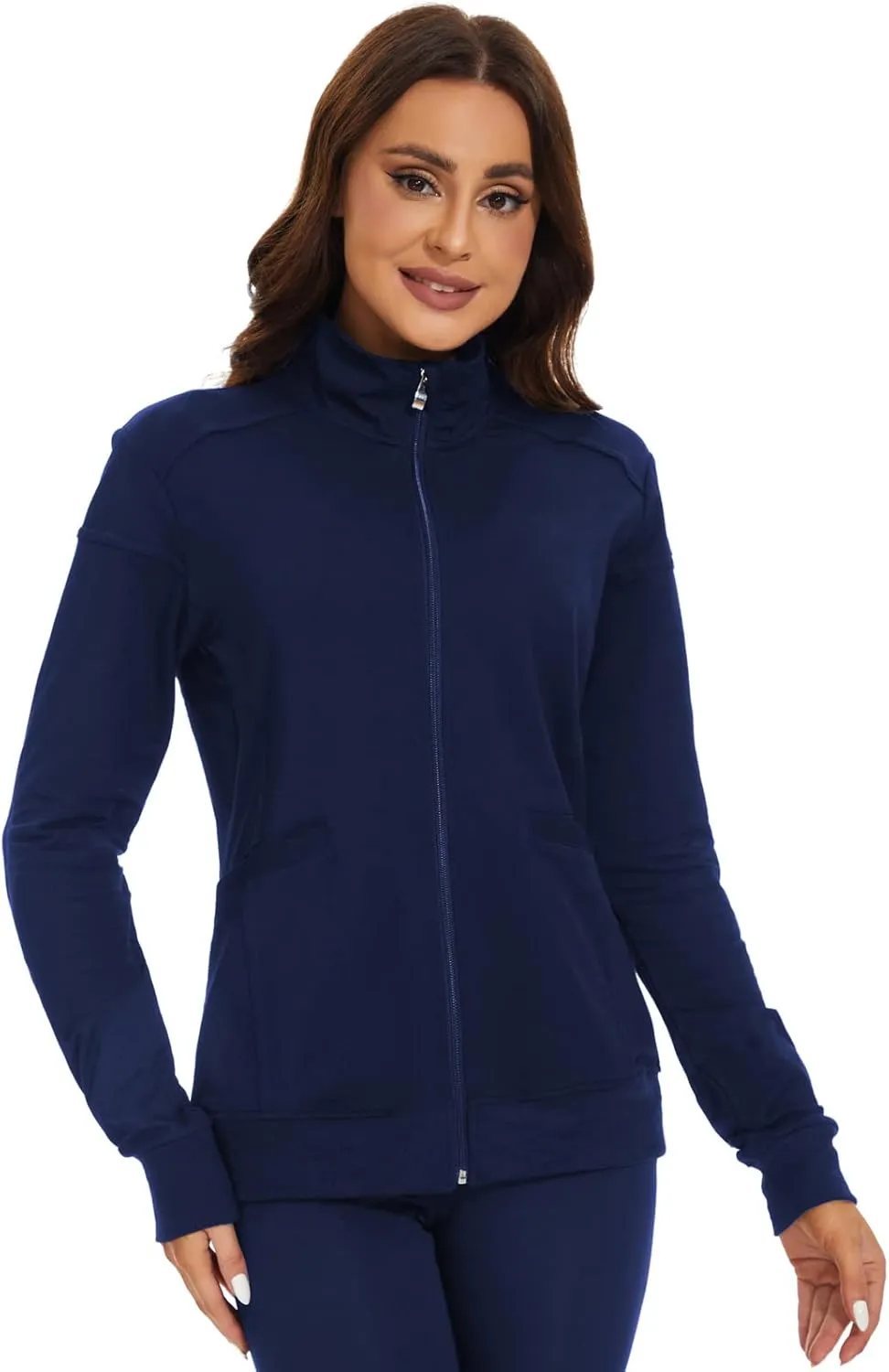 Meanzoo Women's Scrubs Jacket Zip Front Warm-up Jacket