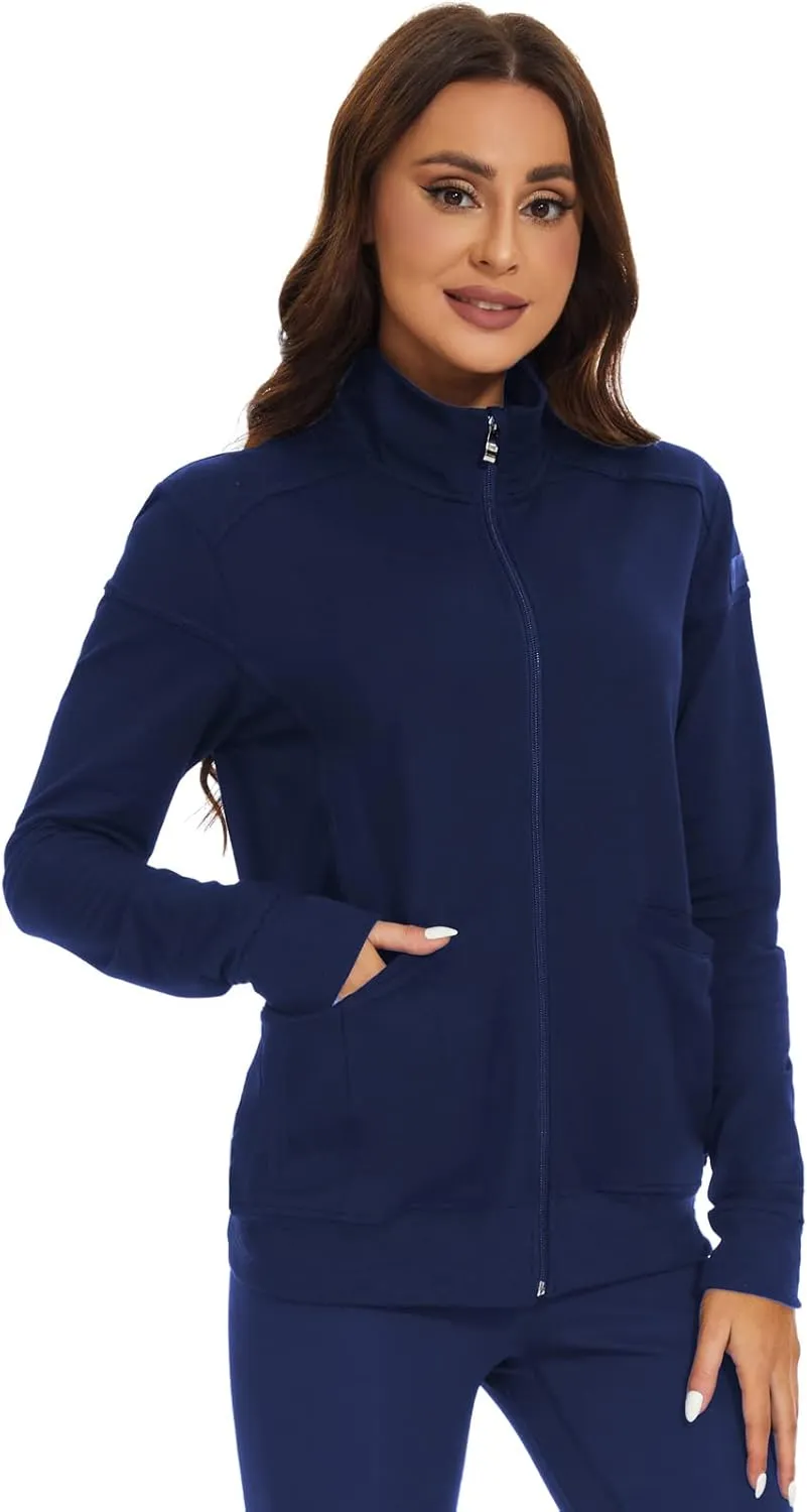 Meanzoo Women's Scrubs Jacket Zip Front Warm-up Jacket