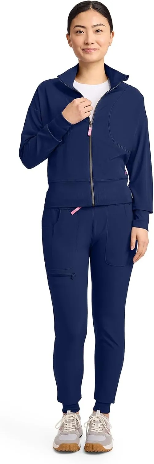 Med Couture Scrub Jackets for Woman Cropped Warm Up Jacket with 2 Pockets, Moisture Wicking Fabric & 360 Stretch - MC303