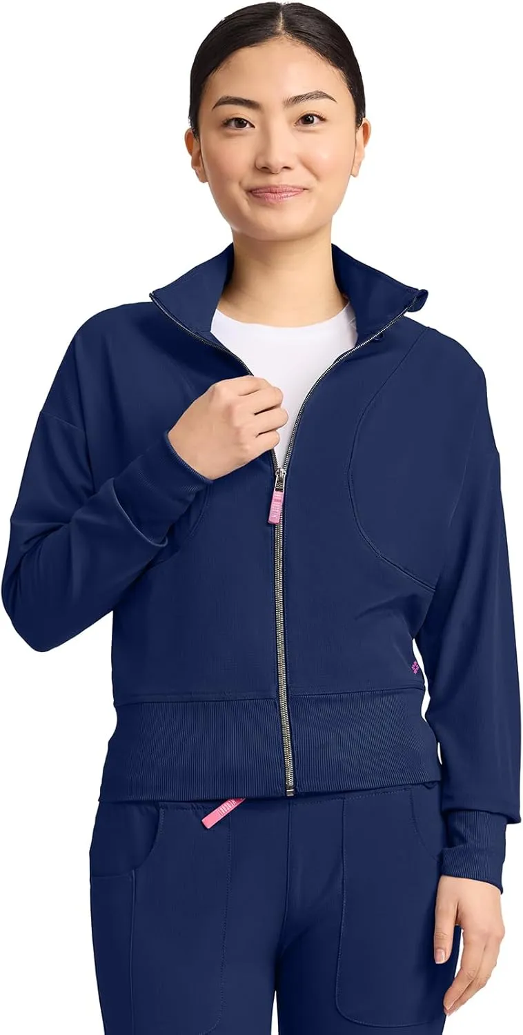Med Couture Scrub Jackets for Woman Cropped Warm Up Jacket with 2 Pockets, Moisture Wicking Fabric & 360 Stretch - MC303