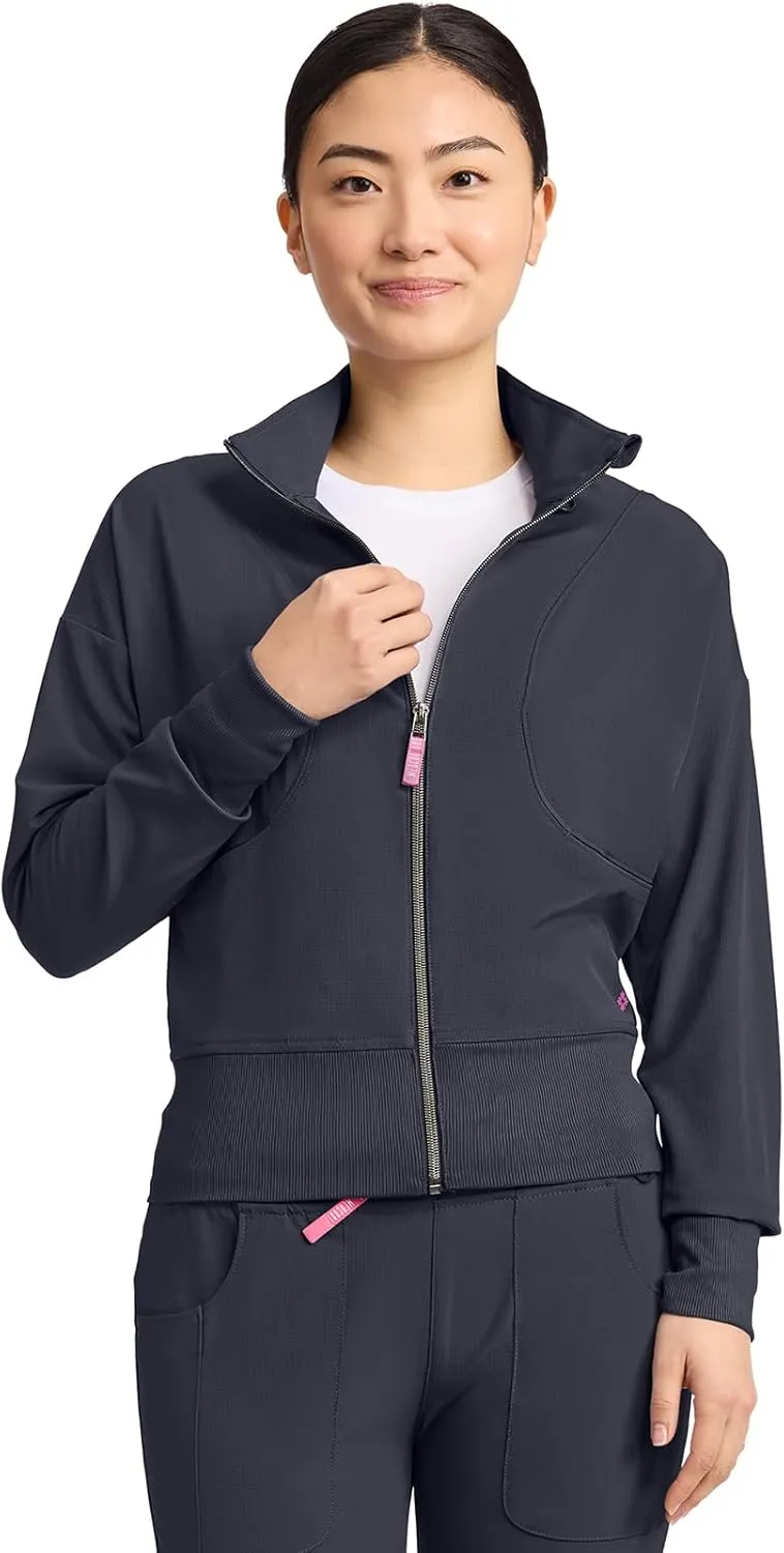 Med Couture Scrub Jackets for Woman Cropped Warm Up Jacket with 2 Pockets, Moisture Wicking Fabric & 360 Stretch - MC303