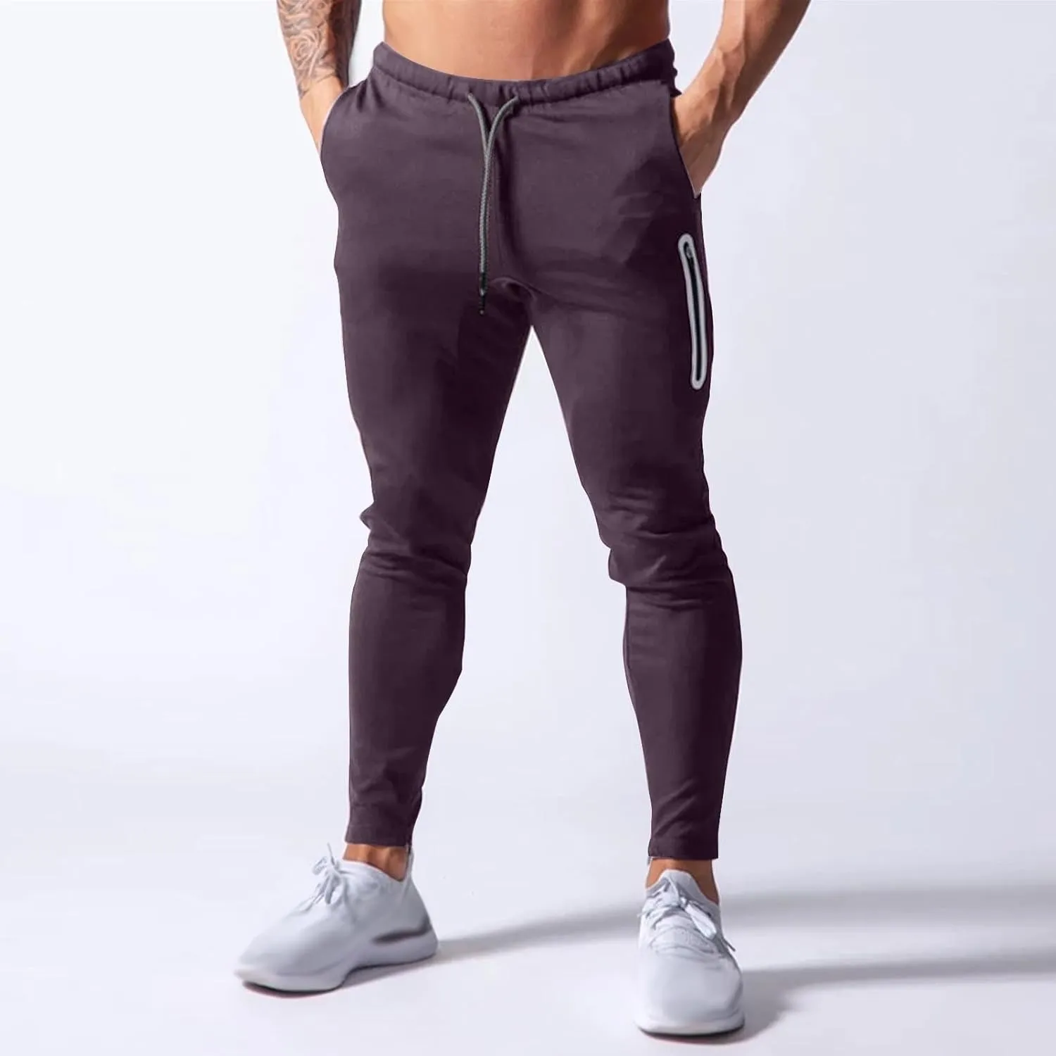 Men Jogger Pants Gym Slim Fit Elastic Waist Drawstring Sweatpants with Pocket Athletic Pants for Training Running
