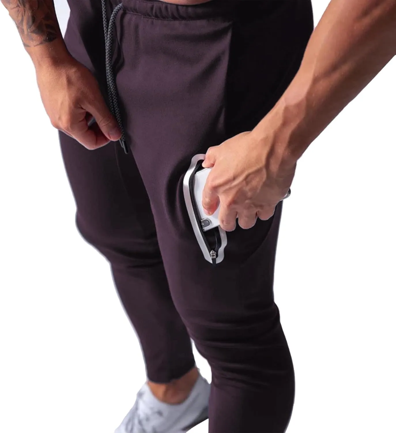 Men Jogger Pants Gym Slim Fit Elastic Waist Drawstring Sweatpants with Pocket Athletic Pants for Training Running