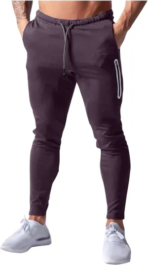 Men Jogger Pants Gym Slim Fit Elastic Waist Drawstring Sweatpants with Pocket Athletic Pants for Training Running