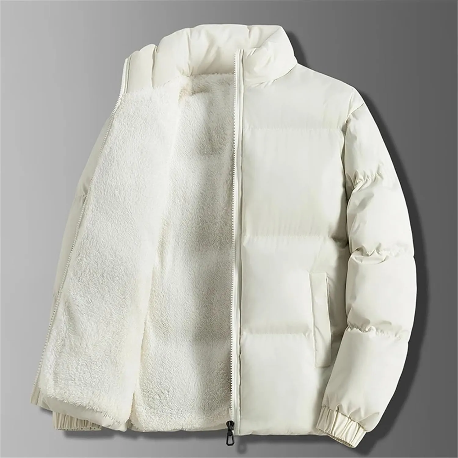 Men Winter Stand Collar Casual Coats Puffer jacketr Mens Fleece Lined jacketrs Thicken Warm Cotton Padded jacketr