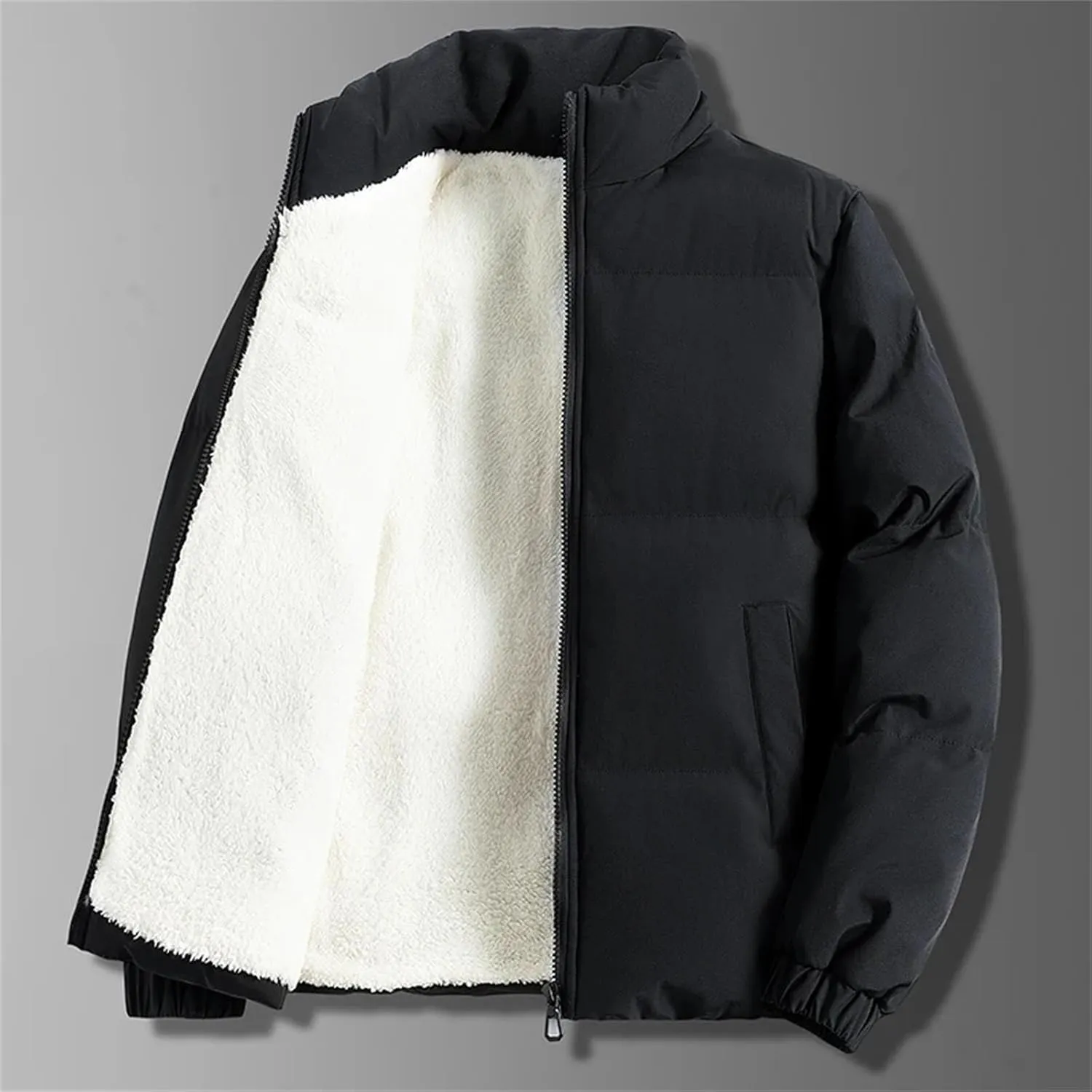 Men Winter Stand Collar Casual Coats Puffer jacketr Mens Fleece Lined jacketrs Thicken Warm Cotton Padded jacketr