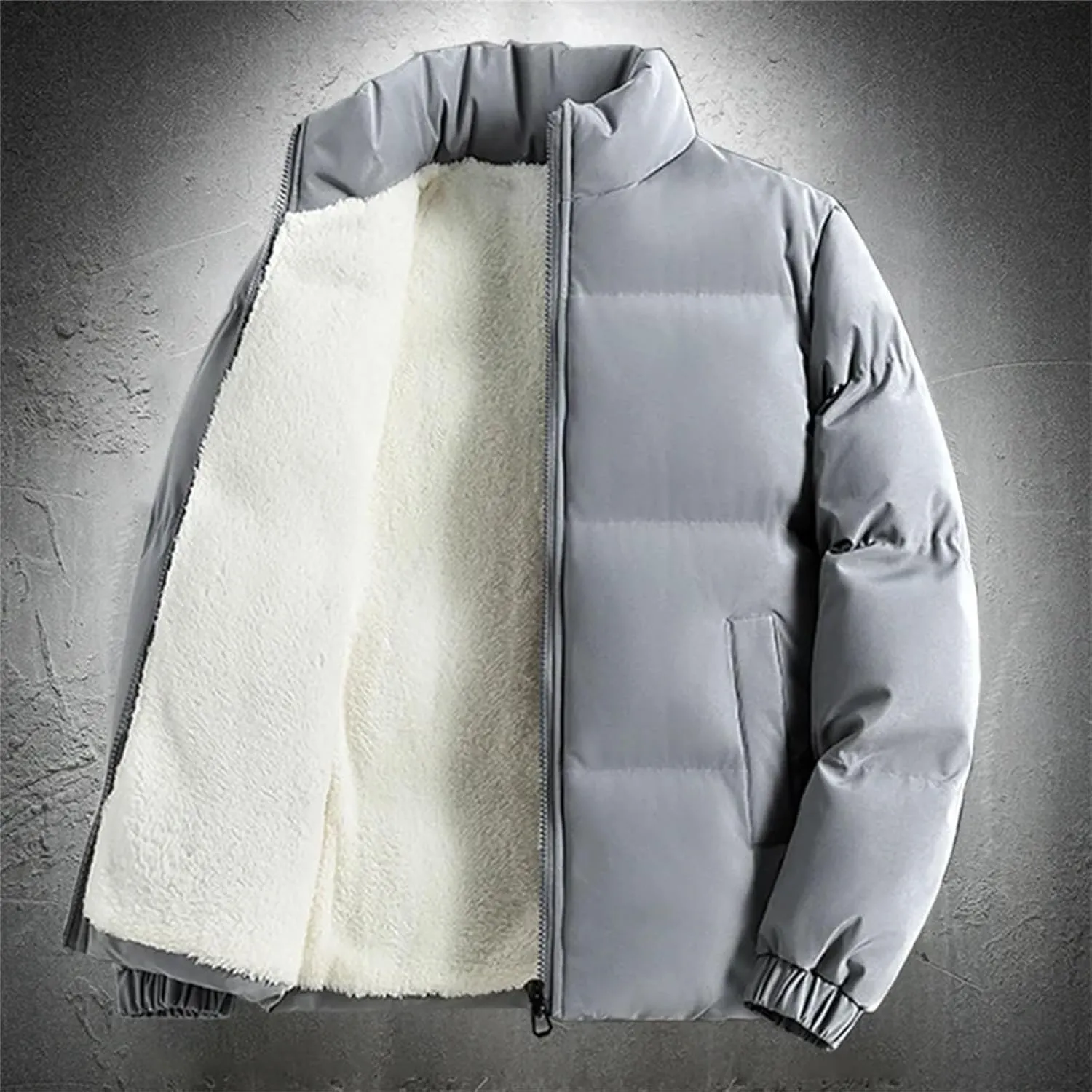 Men Winter Stand Collar Casual Coats Puffer jacketr Mens Fleece Lined jacketrs Thicken Warm Cotton Padded jacketr