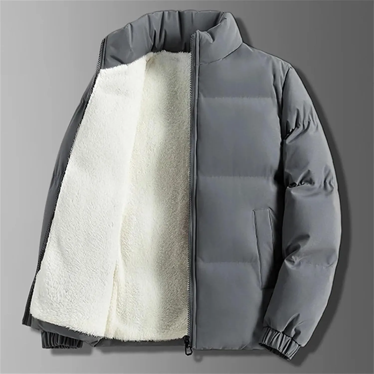 Men Winter Stand Collar Casual Coats Puffer jacketr Mens Fleece Lined jacketrs Thicken Warm Cotton Padded jacketr