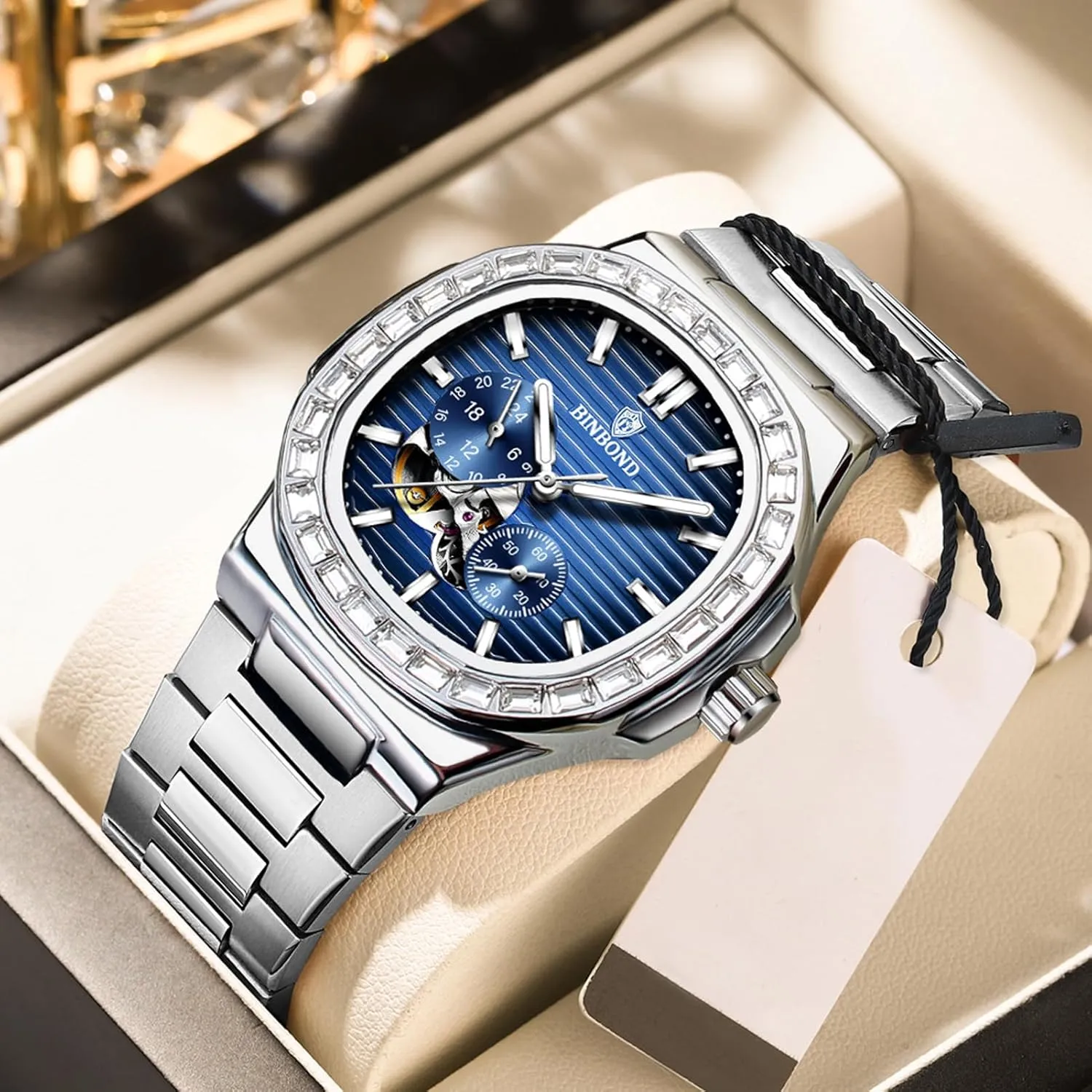 Men's Automatic Mechanical Watches for Men Business Dress Luminous Waterproof Luxury Business Men's Watch Black Dial
