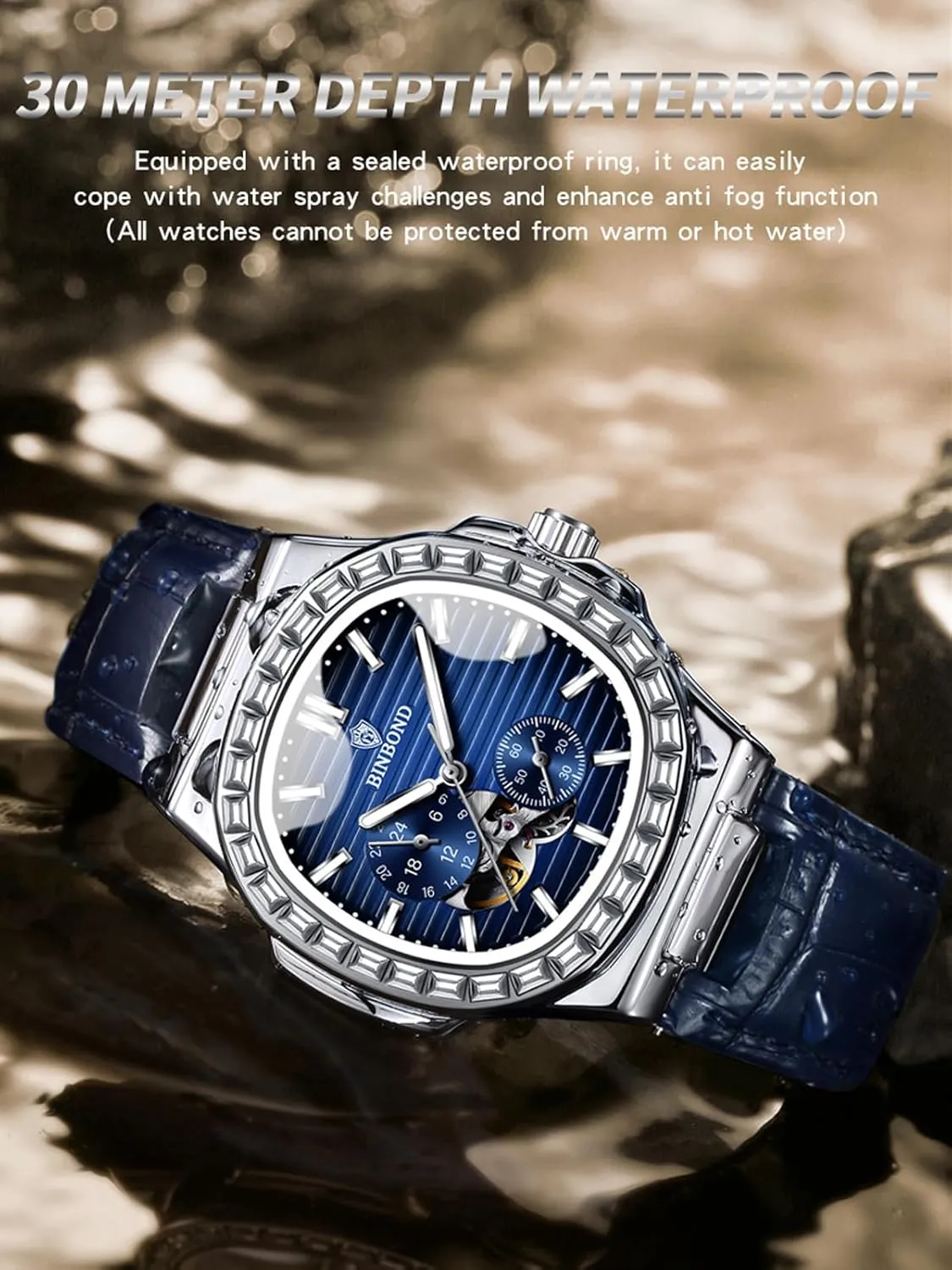 Men's Automatic Mechanical Watches for Men Business Dress Luminous Waterproof Luxury Business Men's Watch Black Dial