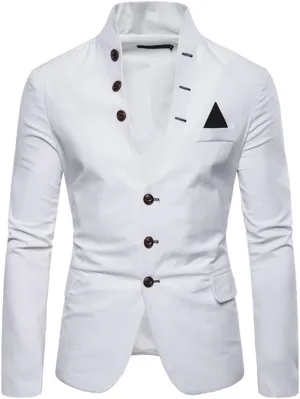 Mens Casual Solid Color Blazer Multi-Buttons Slim Fit Sports Coat for Wedding