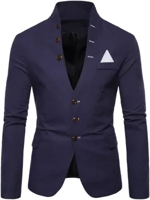 Mens Casual Solid Color Blazer Multi-Buttons Slim Fit Sports Coat for Wedding