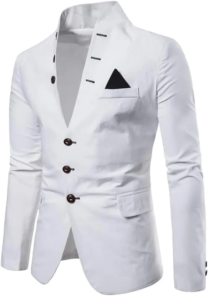Mens Casual Solid Color Blazer Multi-Buttons Slim Fit Sports Coat for Wedding