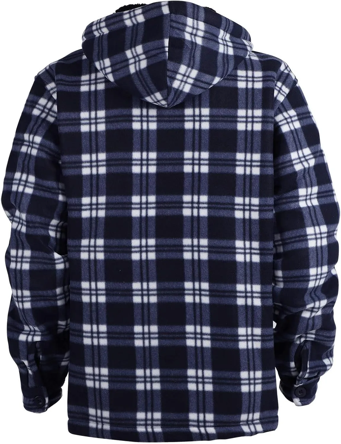Mens Flannel Jackets Sherpa Lined Fleece Zip Up Winter Warm Workout Plaid Sweatshirt with Hood