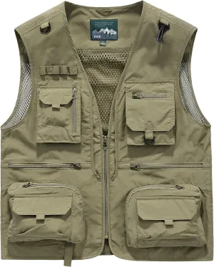 Men's Outdoor Fishing Work Safari Travel Photo Cargo Vest Outdoor Fishing Vest