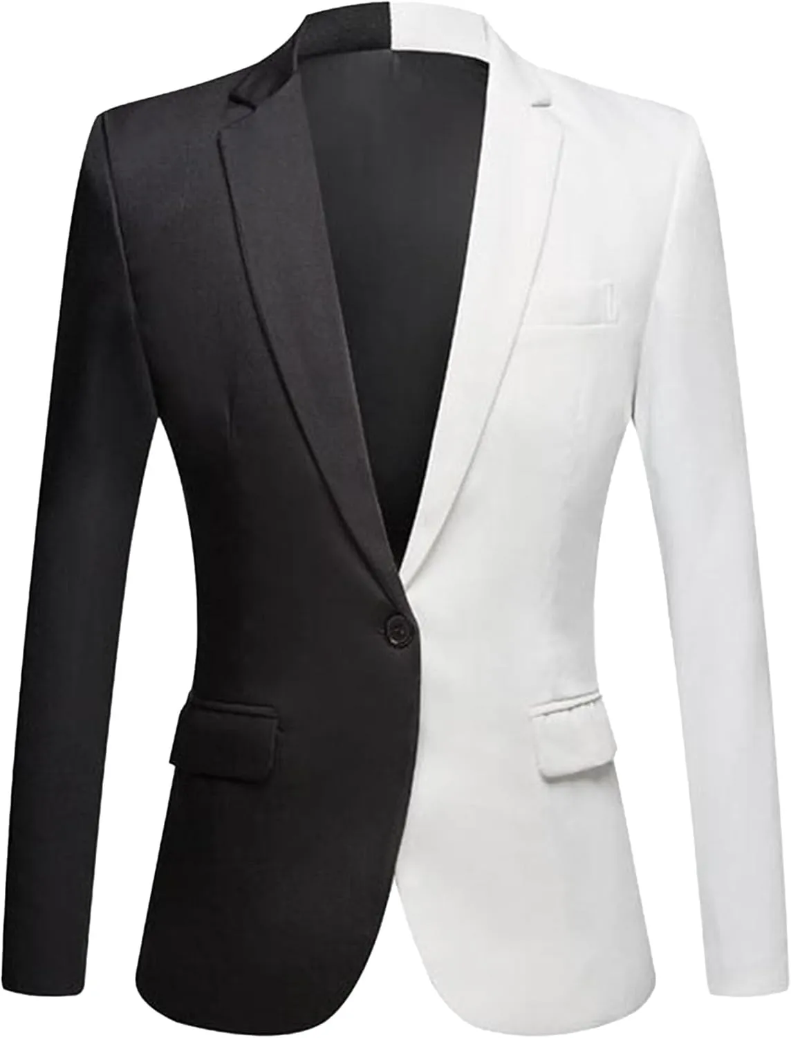 Men's Patchwork Blazer Jacket One-Button Wedding Suit Coats Contrast Tuxedo Dinner Suit Jackets