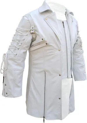 Mens Real Leather Sexy Steampunk Coat Goth Matrix Trench Coat Gothic Real Leather Coat