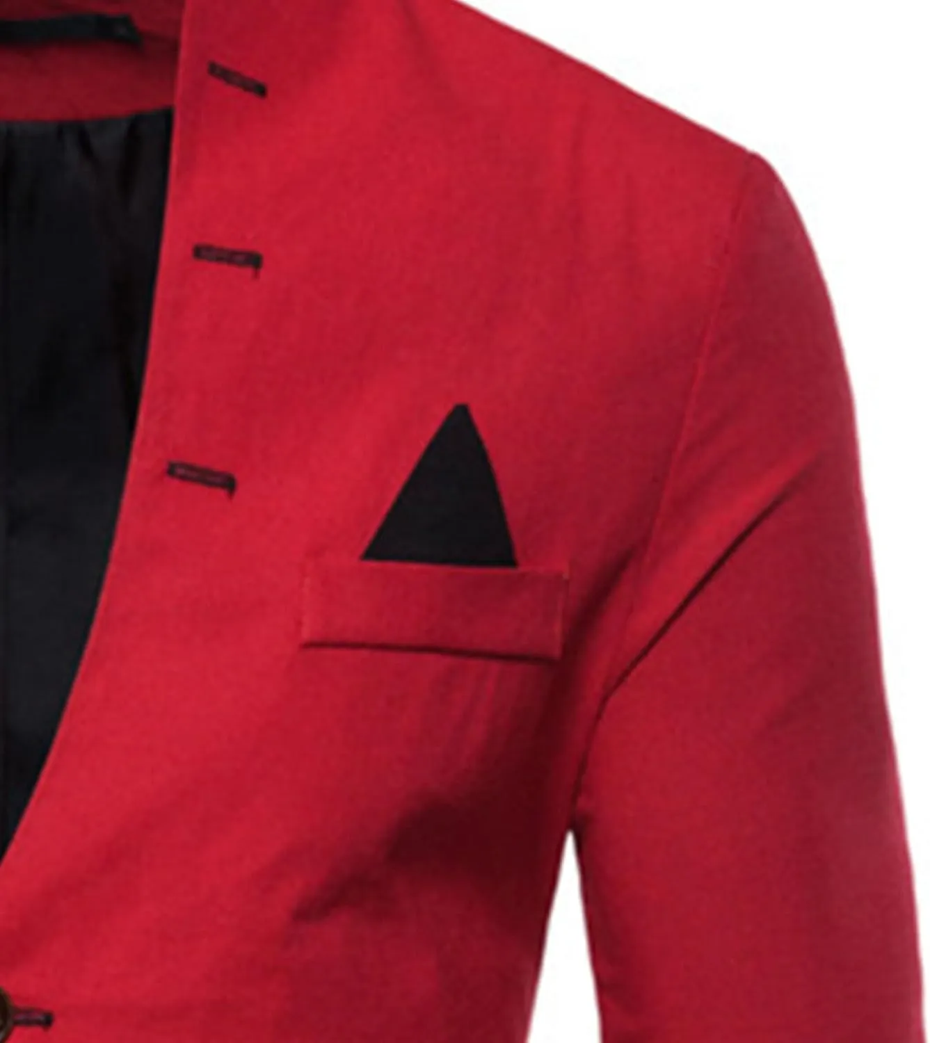 Mens Slim Fit Blazer Jacket Button Stand Collar Solid Suit Coats Casual Business Dress Blazer Coat