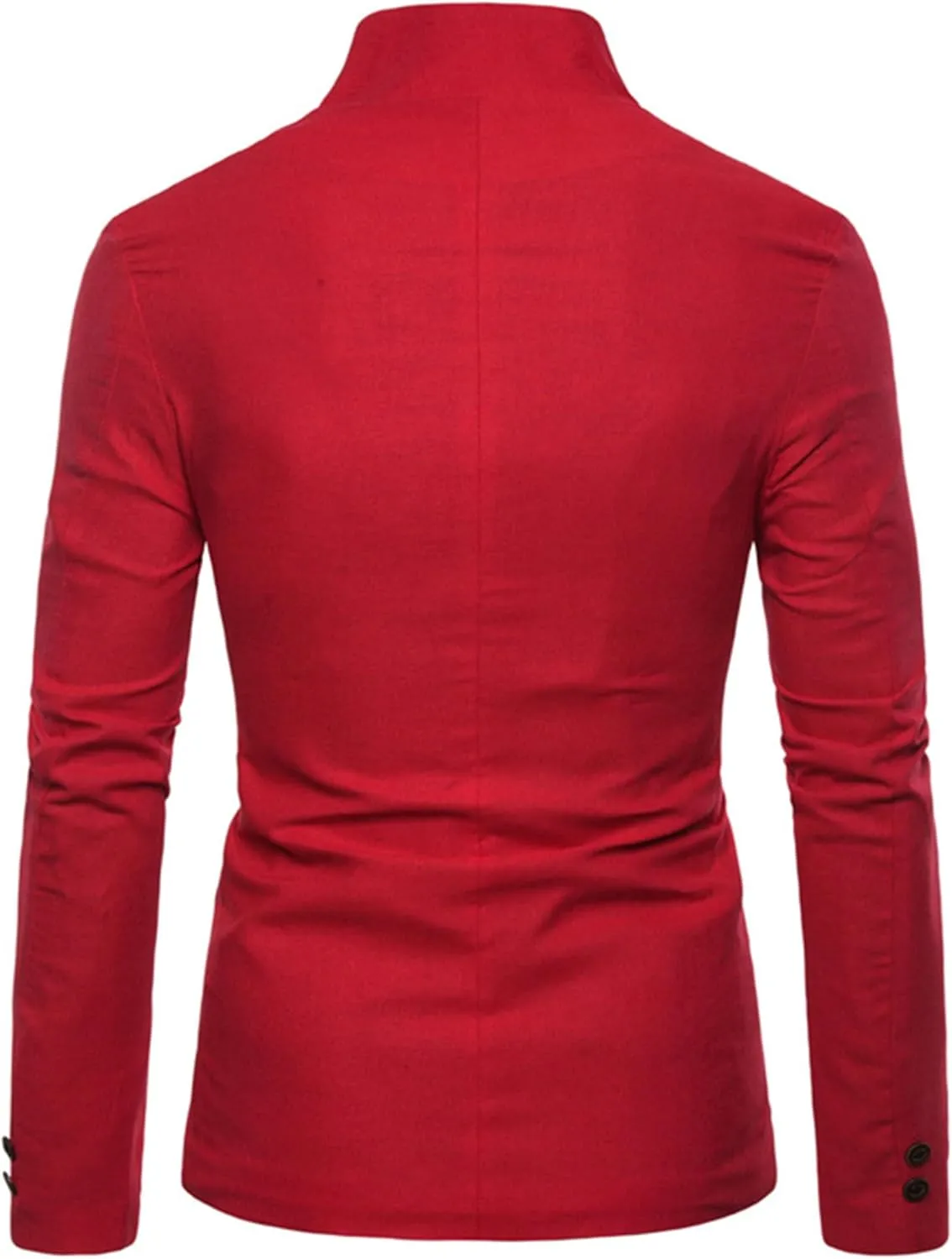 Mens Slim Fit Blazer Jacket Button Stand Collar Solid Suit Coats Casual Business Dress Blazer Coat