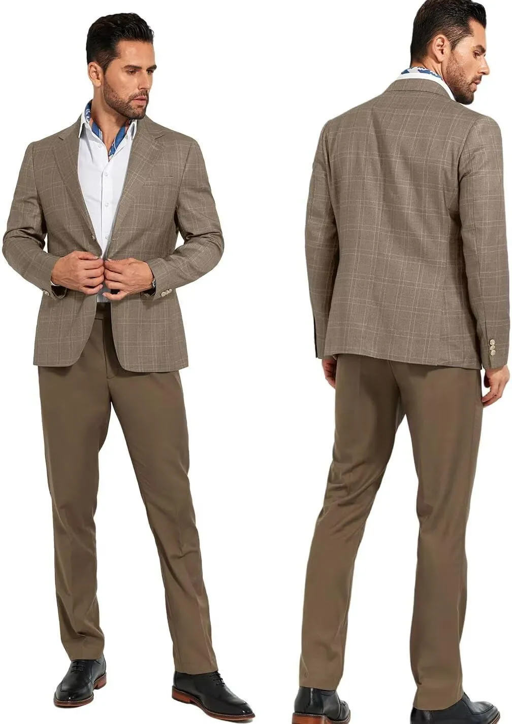 Men's Suit Jacket Blazer Casual Plaid Stripe Slim Fit Single Breasted Mens Tuxedos Jackets Party Sport Coats Blazers