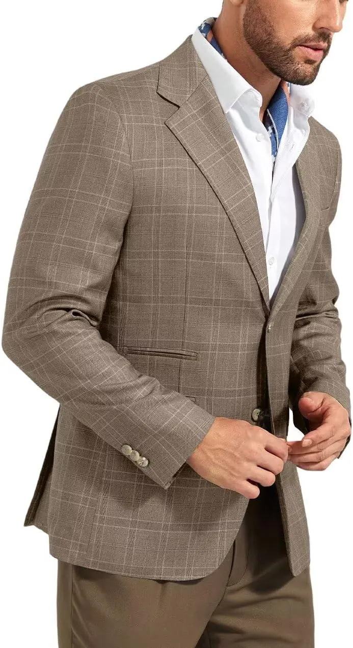 Men's Suit Jacket Blazer Casual Plaid Stripe Slim Fit Single Breasted Mens Tuxedos Jackets Party Sport Coats Blazers