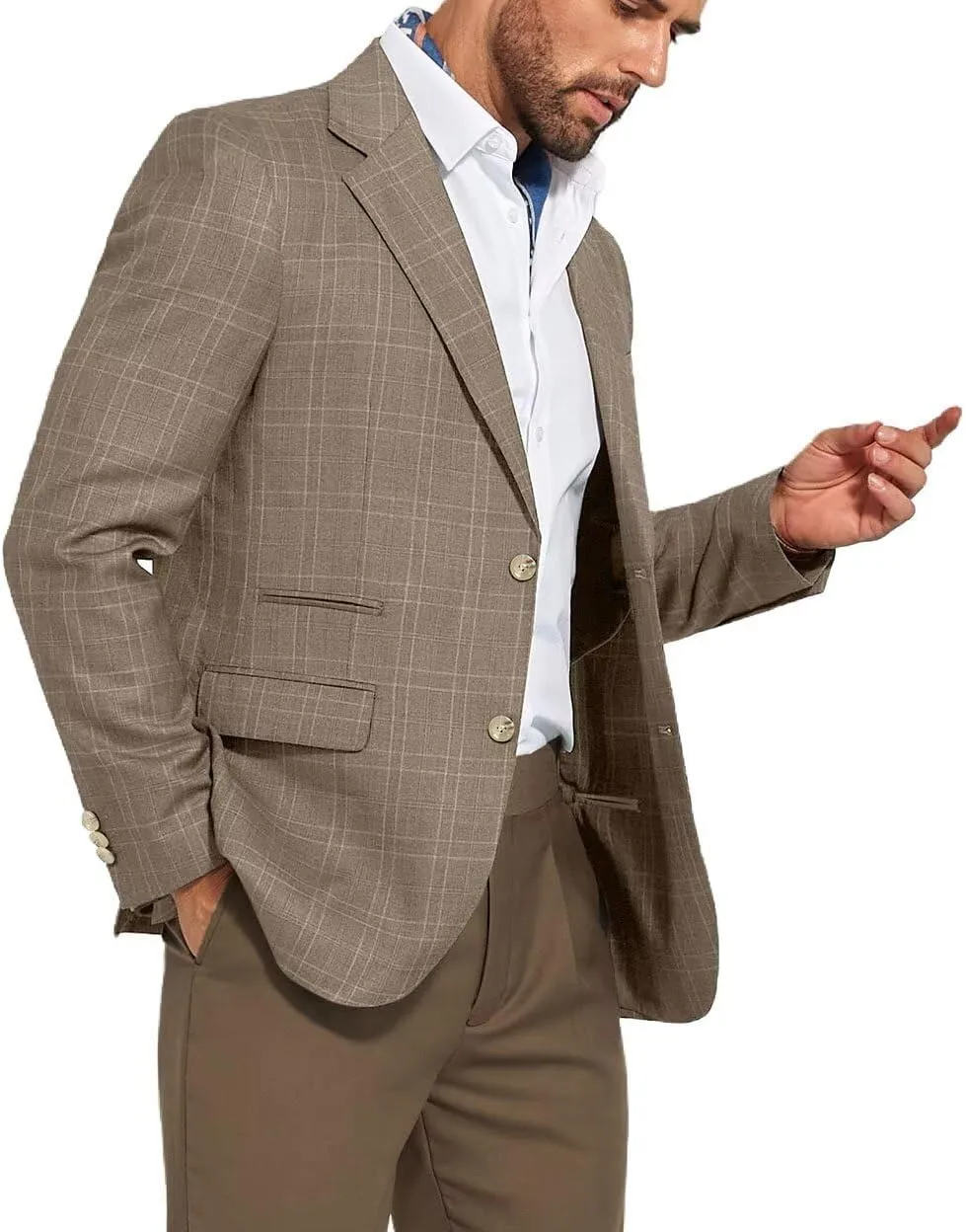 Men's Suit Jacket Blazer Casual Plaid Stripe Slim Fit Single Breasted Mens Tuxedos Jackets Party Sport Coats Blazers