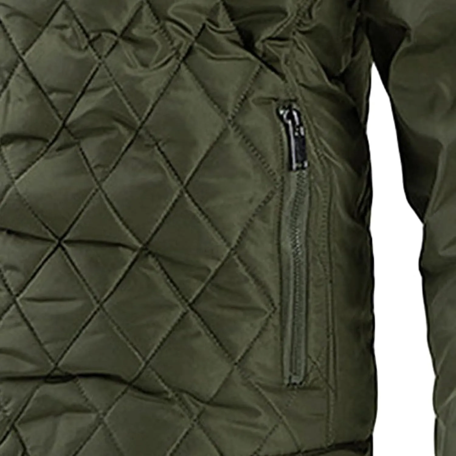 Men's Thin Casual Cotton Jacket Male Diamond Quilted Bike Outwear Men Stand Collar Zip Warm Padded Coats