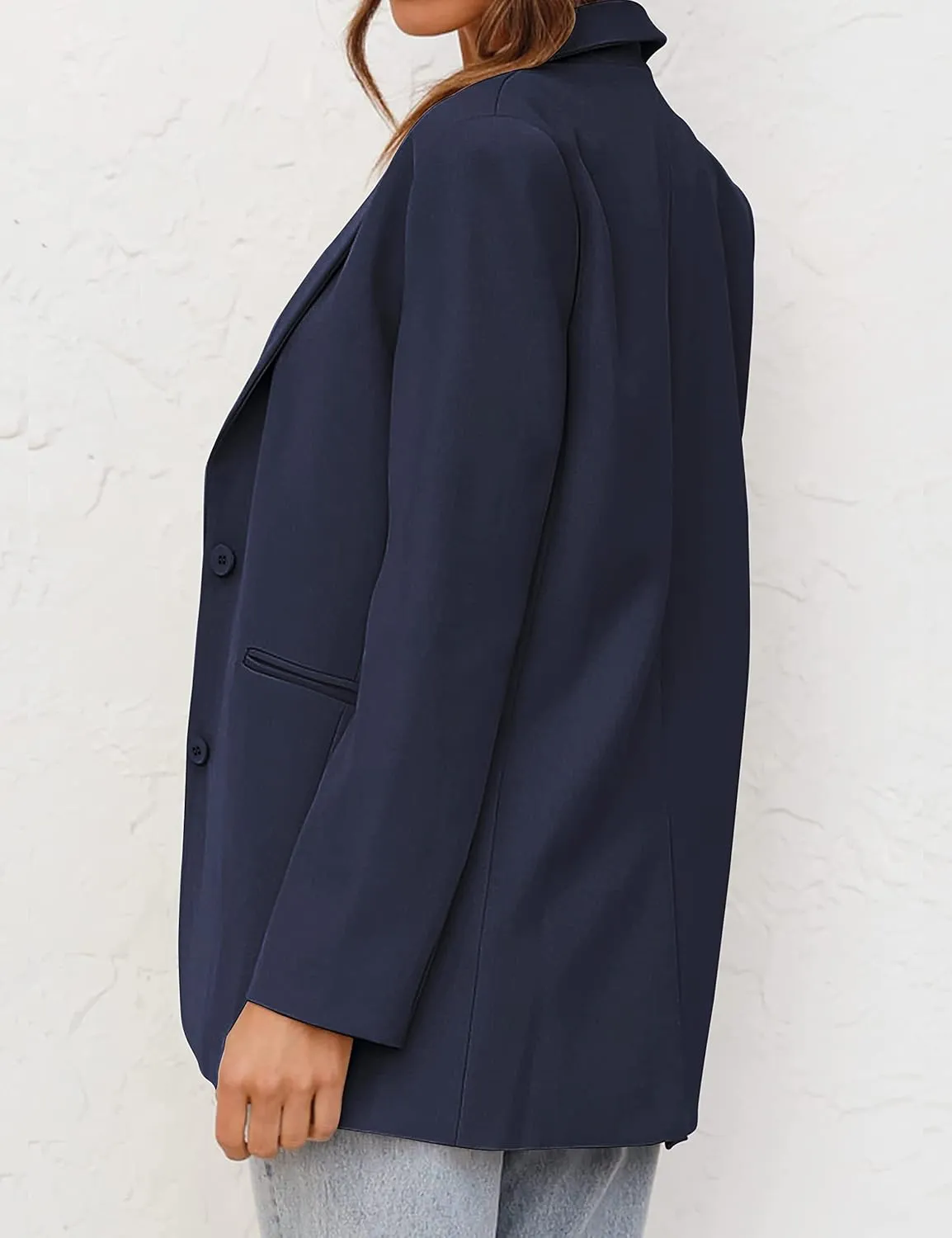 MEROKEETY Women's 2024 Fall Casual Blazers Long Sleeve Lapel Open Front Button Work Blazer Jackets with Pockets