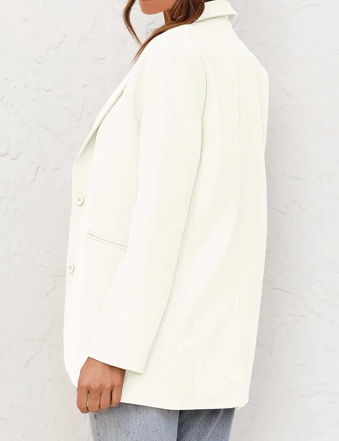 MEROKEETY Women's 2024 Fall Casual Blazers Long Sleeve Lapel Open Front Button Work Blazer Jackets with Pockets